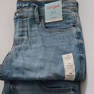 2 pair cat&Jack skinny jeans husky boy's
